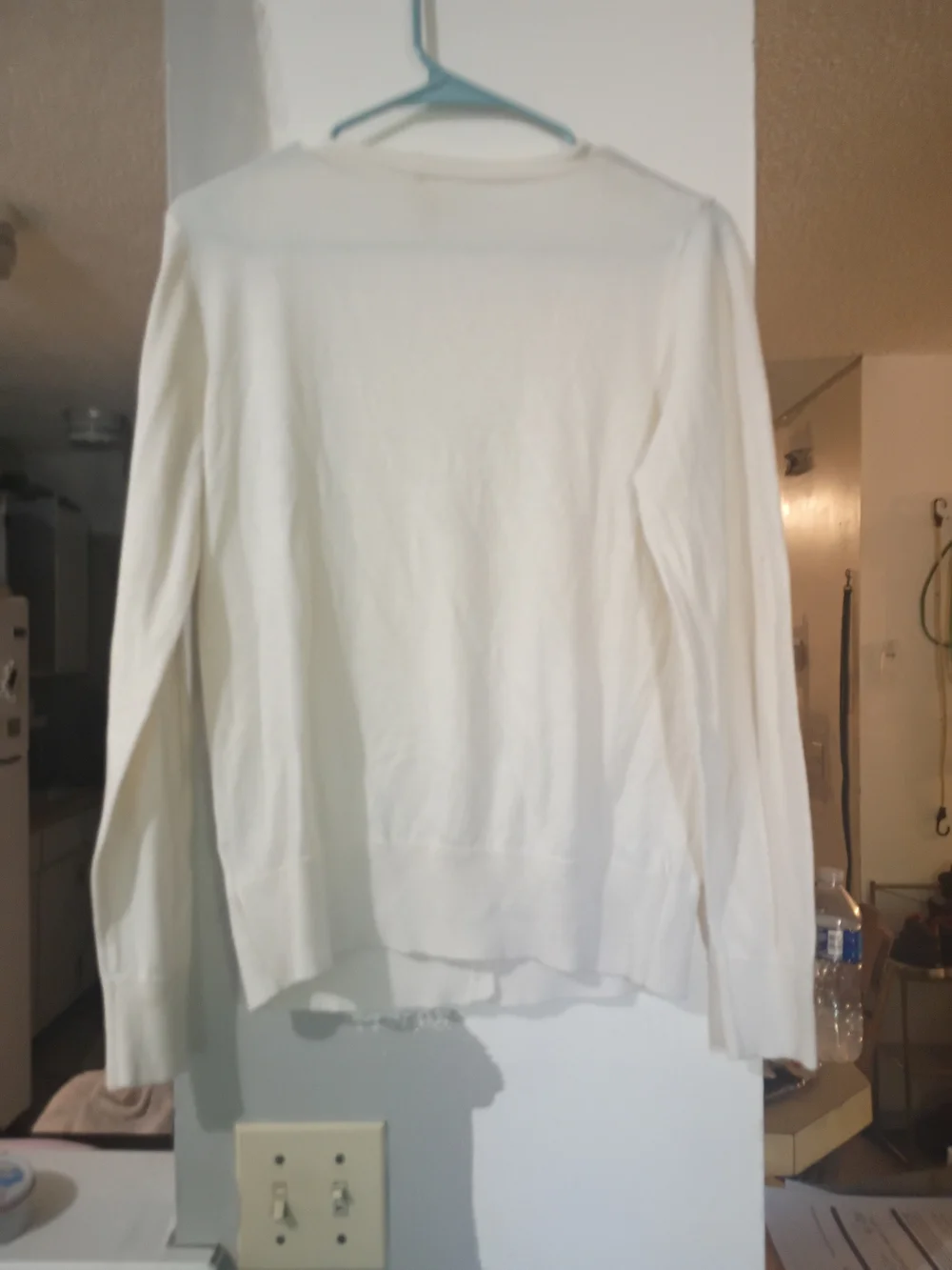 "Walmart Nostalgia" Faded Glory Cream V-Neck Button Cardigan - Picture 3 of 3